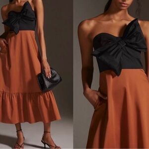 Hutch | Anthropologie BowTie Midi Dress in Black and Brown